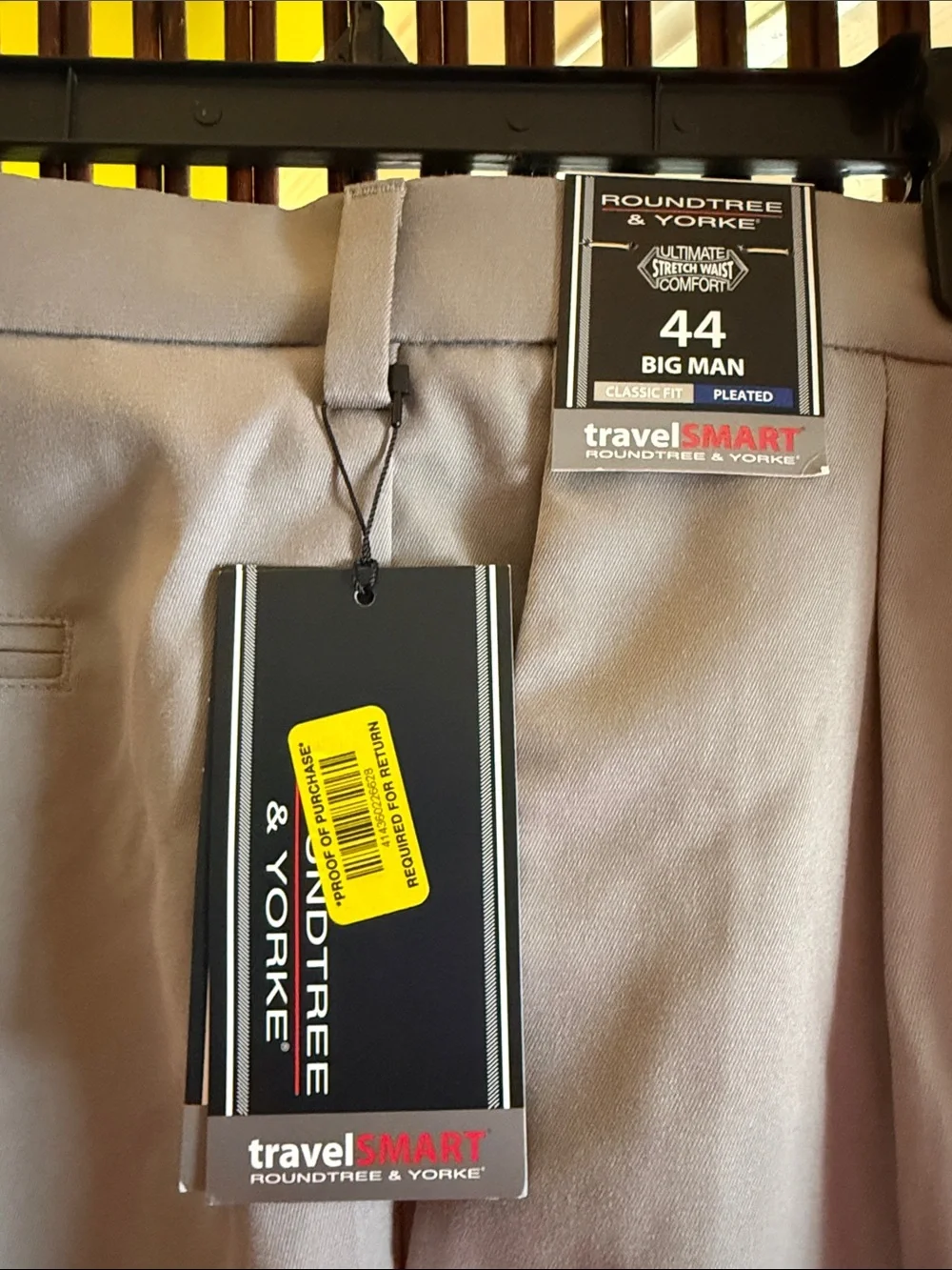 TravelSmith Men's Light Gray Flat-Front Dress Pants
